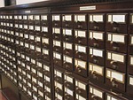 library, card catalog, books